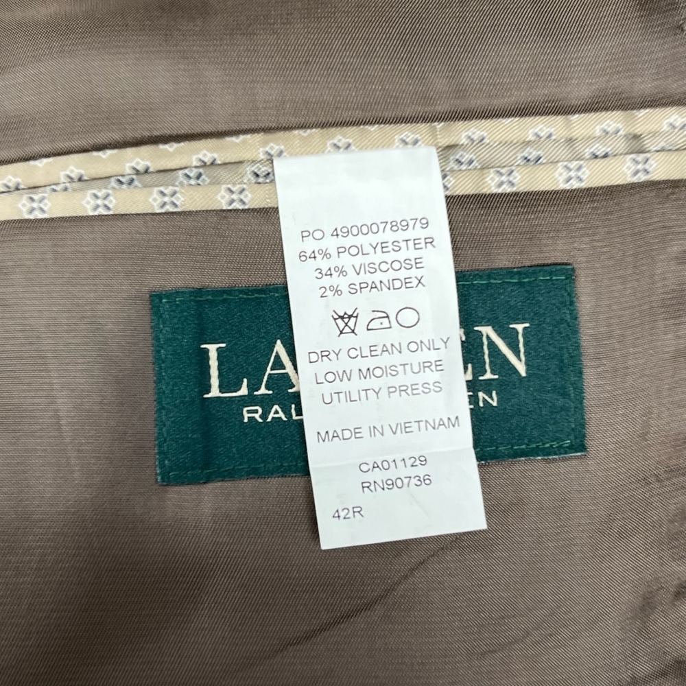 Lauren Ralph Lauren Sport Coat Mens 42R Brown Plaid Blazer Classic Two Button - Picture 6 of 14